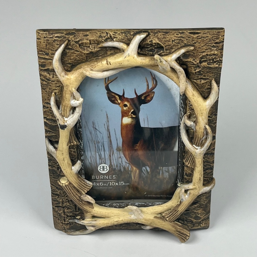Burnes of Boston 4x6 Rustic Antler Picture Frame Faux Horn Lodge Cabin Decor